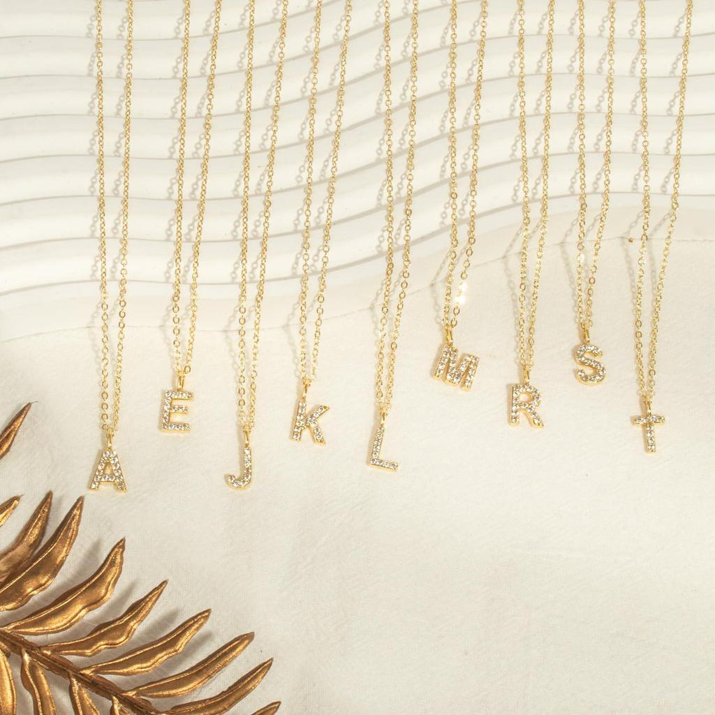 14k Gold-Plated Rhinestone Letter Necklace - Personalized Clavicle Chain Fashion Gift