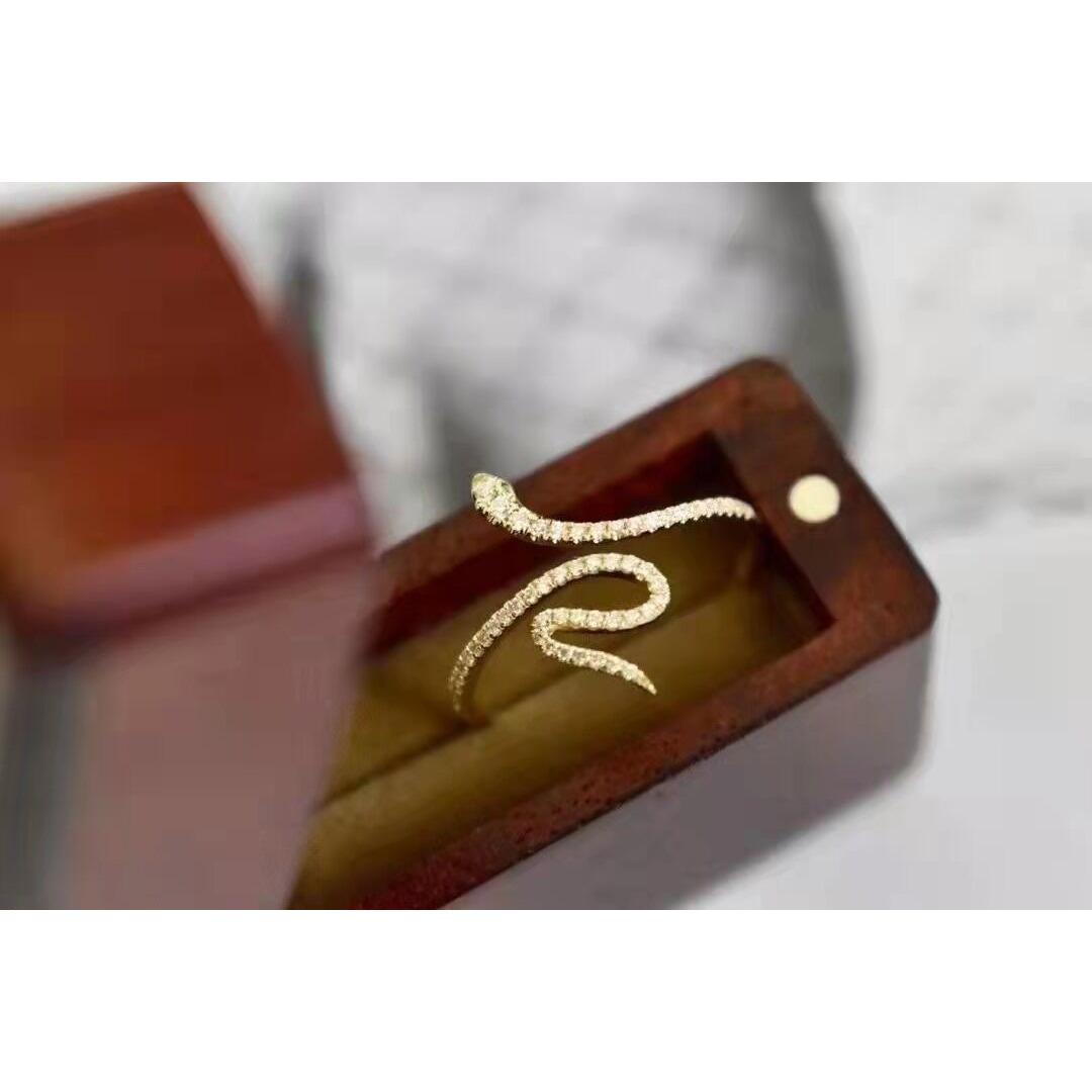 

Модное кольцо-змеевик с цирконием Простое открытое кольцо-змеевик Ins Fresh Style Ring No. 10