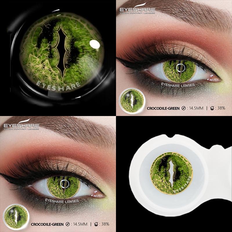 1pair Halloween Color Contact Lenses Cosplay Contact Lenses Anime Red Eye Lenses Blue Makeup Contact Lens Yellow Lenses
