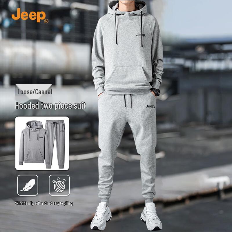 JEEP Men s Casual Hooded Two-Piece Set 2XL