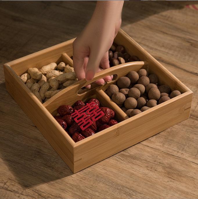 Bamboo and Wood Divided Snack and Candy Box