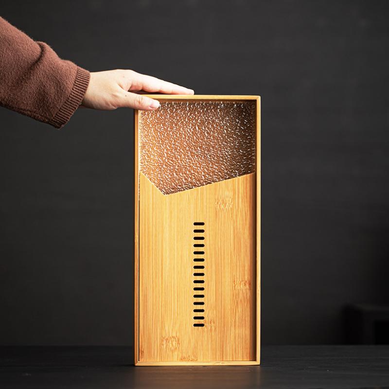 Haushaltsglas Bambus Wasserspeicher Teetablett Kleiner trockener Teetisch im Wohnzimmer Neues Kung-Fu-Teeset Wasserspeichertablett