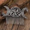 1pc Novel Celtic Triple Moon Hair Comb Antique Finish Intricate Pagan Wiccan Vibes Ideal Boho Ritual Styles Mystical Fashion
