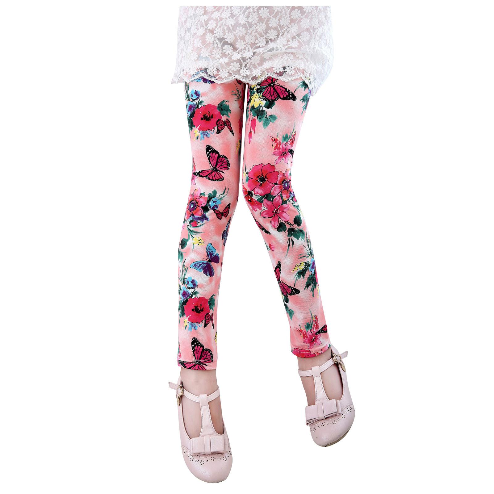 

Детские девятые штаны с цветочным принтом для маленьких девочек, обтягивающие леггинсы для малышей 50 красный