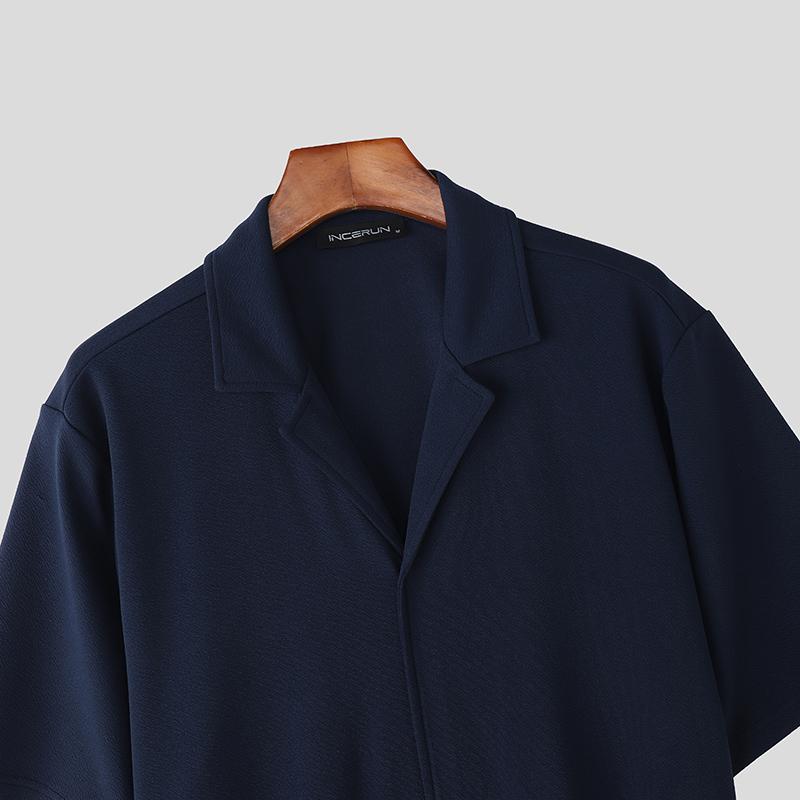 INCERUN Men Casual O Neck Short Sleeve Front Cross Lace-up T-Shirts Tops