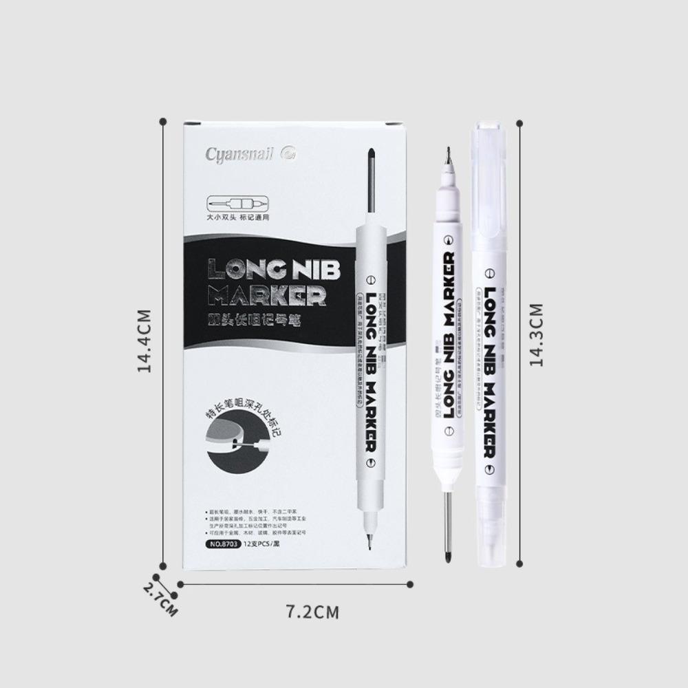 1/12PCS 4 Colors Construction Marker Pen Long Head 25mm Deep Hole Carpenter Perforating Pen Double Nib Long Head Marker Pen