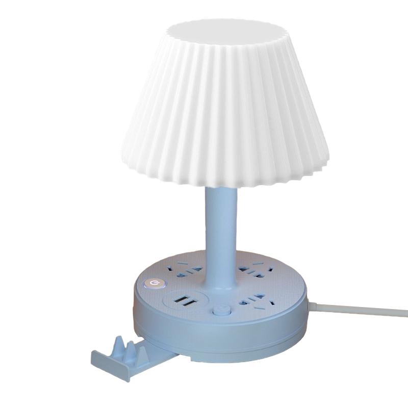 

Desk Lamps For Home Office,Modern Multifunctional Conversion Socket Table Lamp With Safety Door Design For Bedroom, Study 0.8M синій