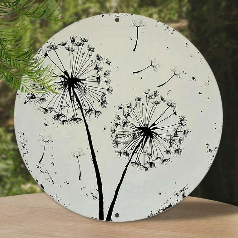 Vintage Pusteblume Aluminium Wandkunst Kreis Metall Gartenschild Bauernhaus Heimdekoration