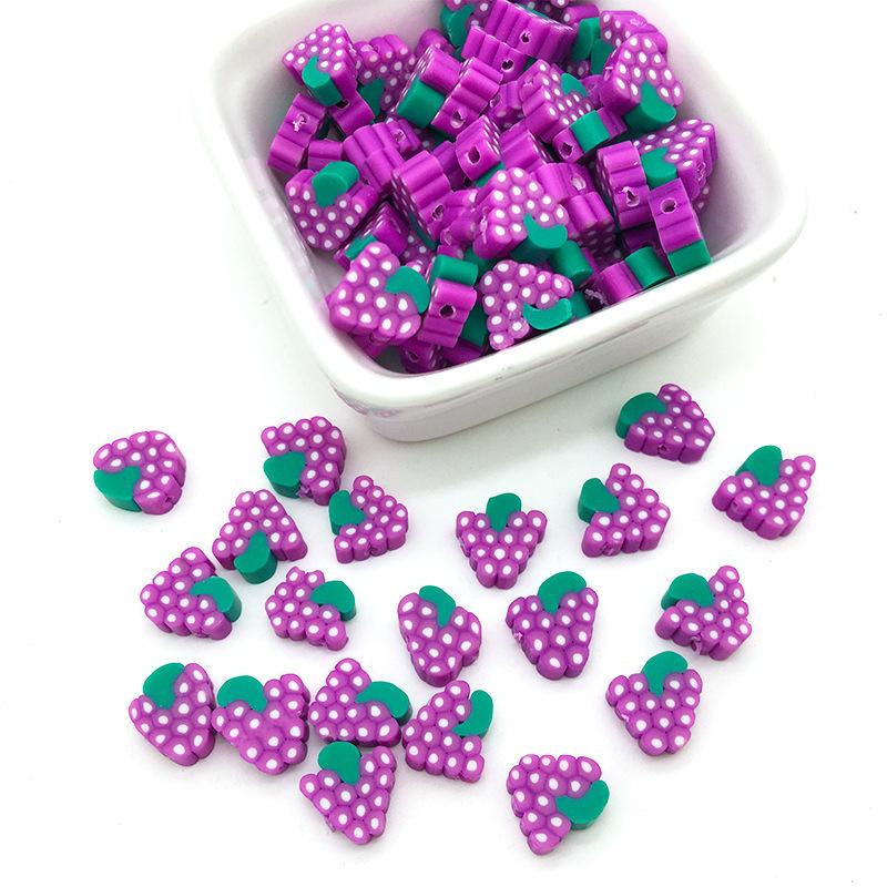 Diy Soft Pottery Bead Separation Mixed Color Fruit Cartoon English Letters Perforated Loose Beads, Sliced Bracelet Material
