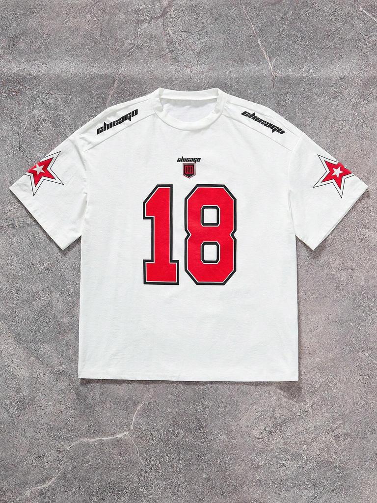 Women Summer T Shirt Streetwear Football Red Number Print Jersey Casual Short Sleeve  Top Fashion Sporty Summer Street Clothing