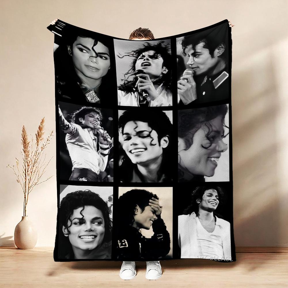 Michael Jackson Pop Printed Flannel Blanket Cozy Comfortable Fleece Blanket For Office Sofa Home Decor Memorial Gift