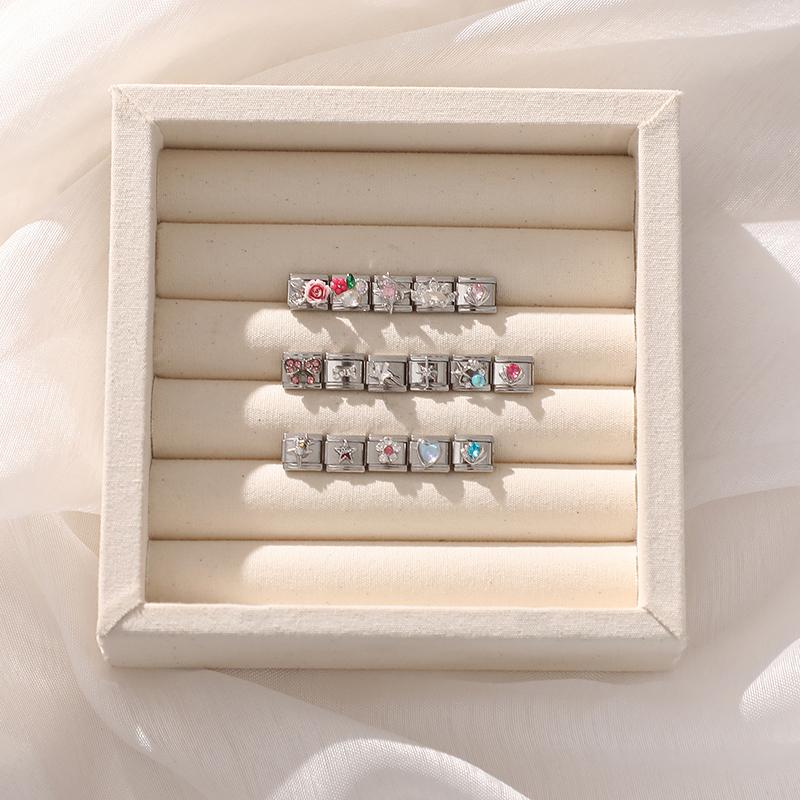 New Zircon Starfish Heart Shell Crown Rose Flowers Italian Charm Links Fit 9mm Stainless Steel Bracelet Women DIY Making Gifts