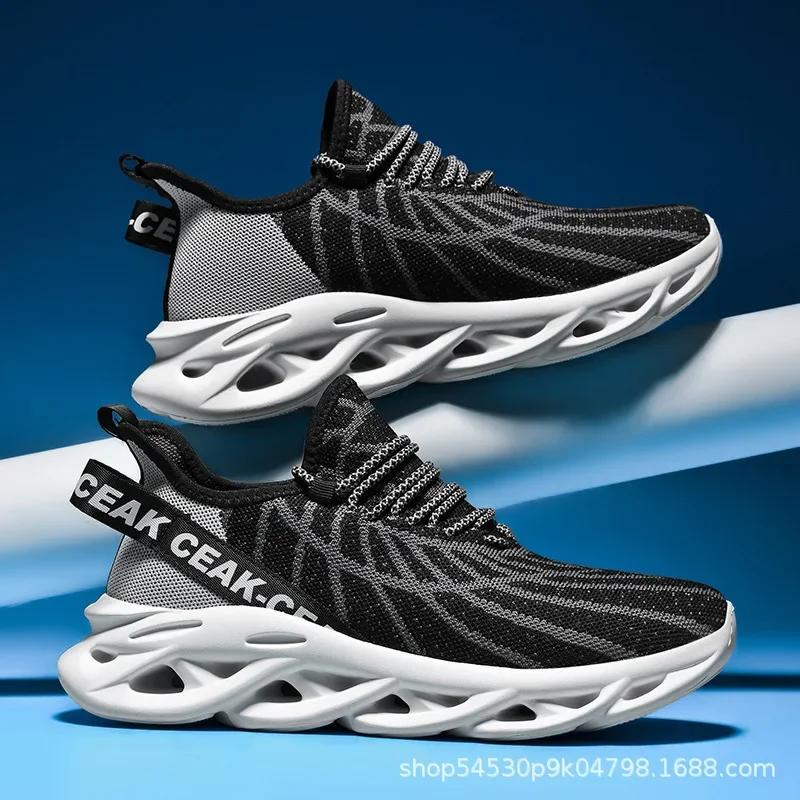 Fashion Summer Autumn Mesh Shoes Cable Knit Base Lightweight Sports Shoe Korean Style Men's Shoes Casual Sports Shoe Tenis Masculino