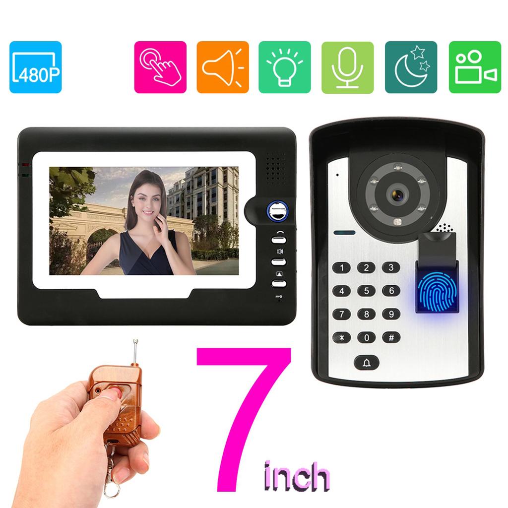7-Zoll-LCD-Display Passwort Fingerabdruck Video-Türsprechanlage Türglocke