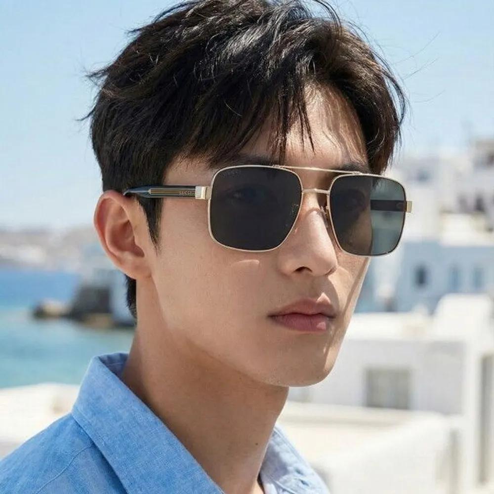 

[Gucci] Sunglasses GG0529S 001 Men s & Women s Fashion Double-Bridge Square Aviator