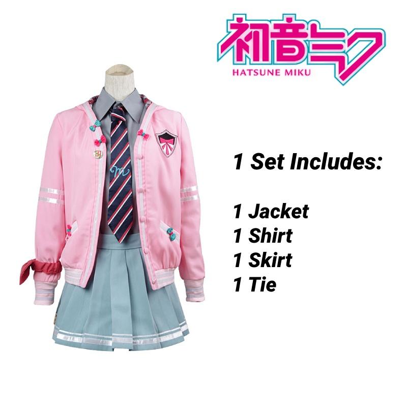 Miku Hatsune Vocaloid Cosplay Costume Set School Jacket Jk Uniform Dress Party