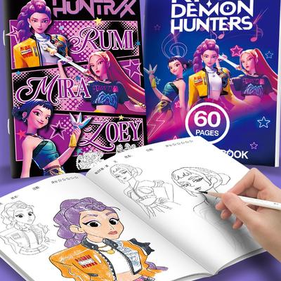 Kpop Dämonenjäger Anime Malbuch Niedliches Linienkunst Zeichenbuch für Kinder Ideal als Geschenk für Fans