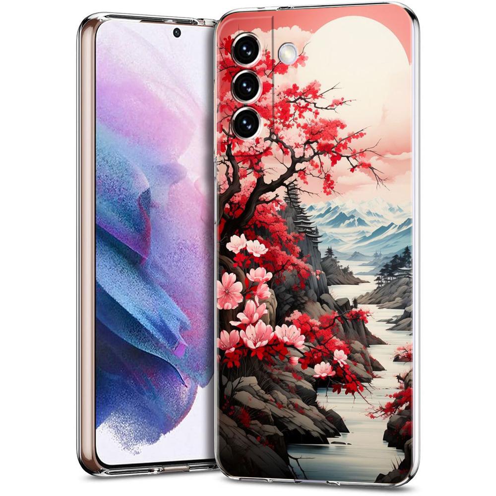 Phone Case For Samsung Galaxy S24 Ultra S23 FE S22 S20 S21 5G S10 S9 Plus S10E S8 Clear Ink and wash landscape painting Cover