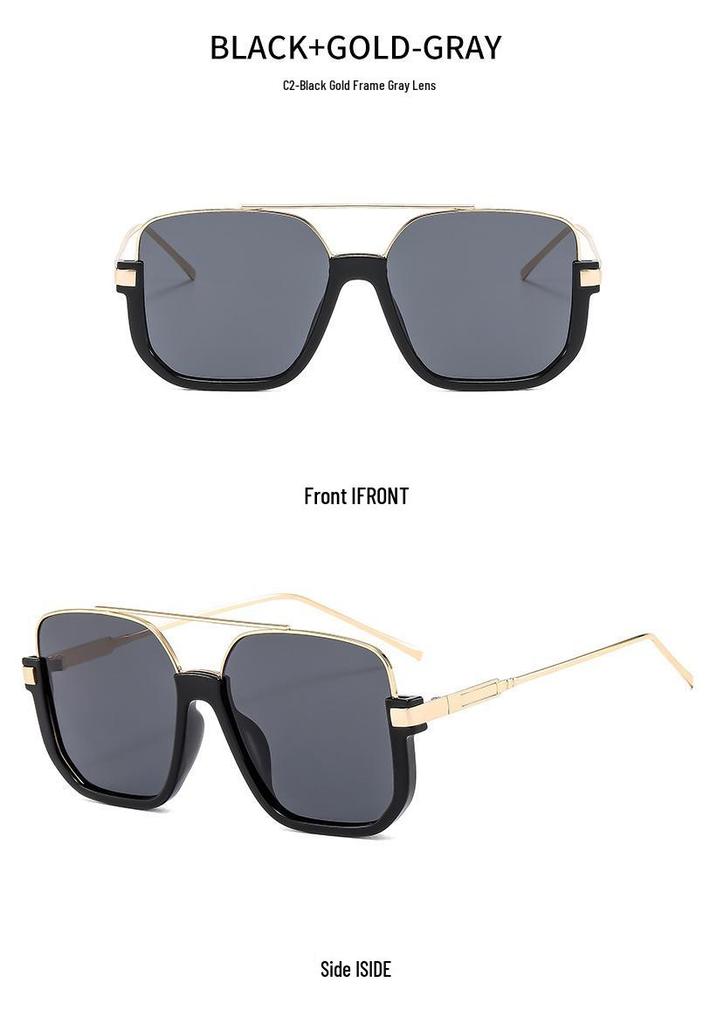 2026 Unisex Retro Korean Double Bridge Sunglasses - Large Frame UV Protection