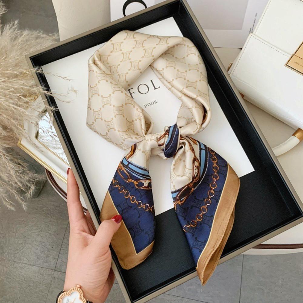 70*70cm Quadratischer Schal Luxusdruck Hijab Bandana Mode Kopfband