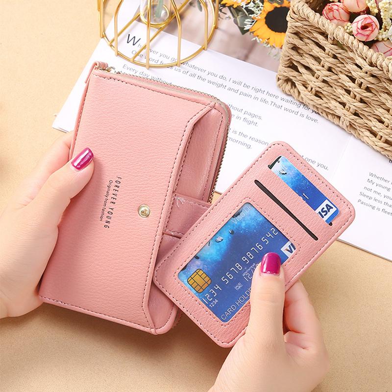 IELGY Solid Color Ladies Wristband Clutch Bag Fashion Korean Version Long Large-capacity Wallet