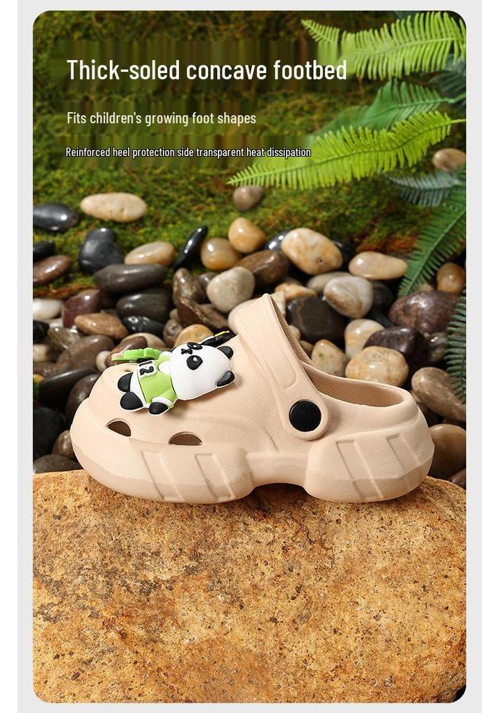2026 New Summer Cartoon Panda Kids' Non-slip Crocs for Outdoor & Indoor Use