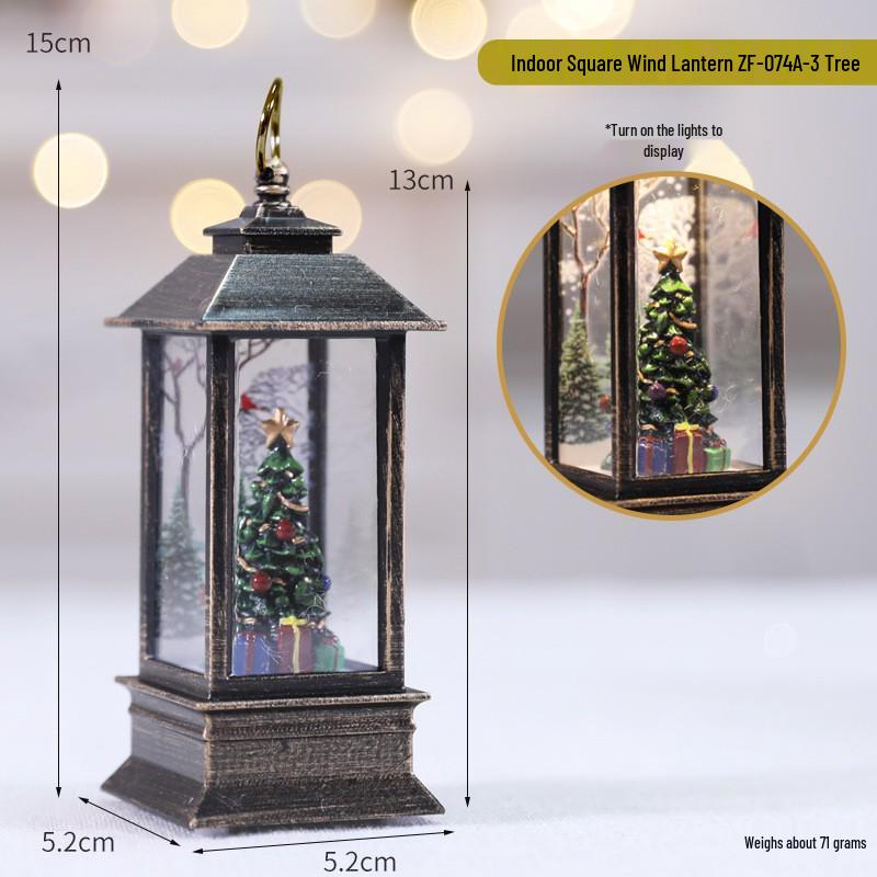 Christmas LED Flame Telephone Booth Ornament - Small Oil Lamp Prop for Coffee Shop, KTV, Scene Decor.