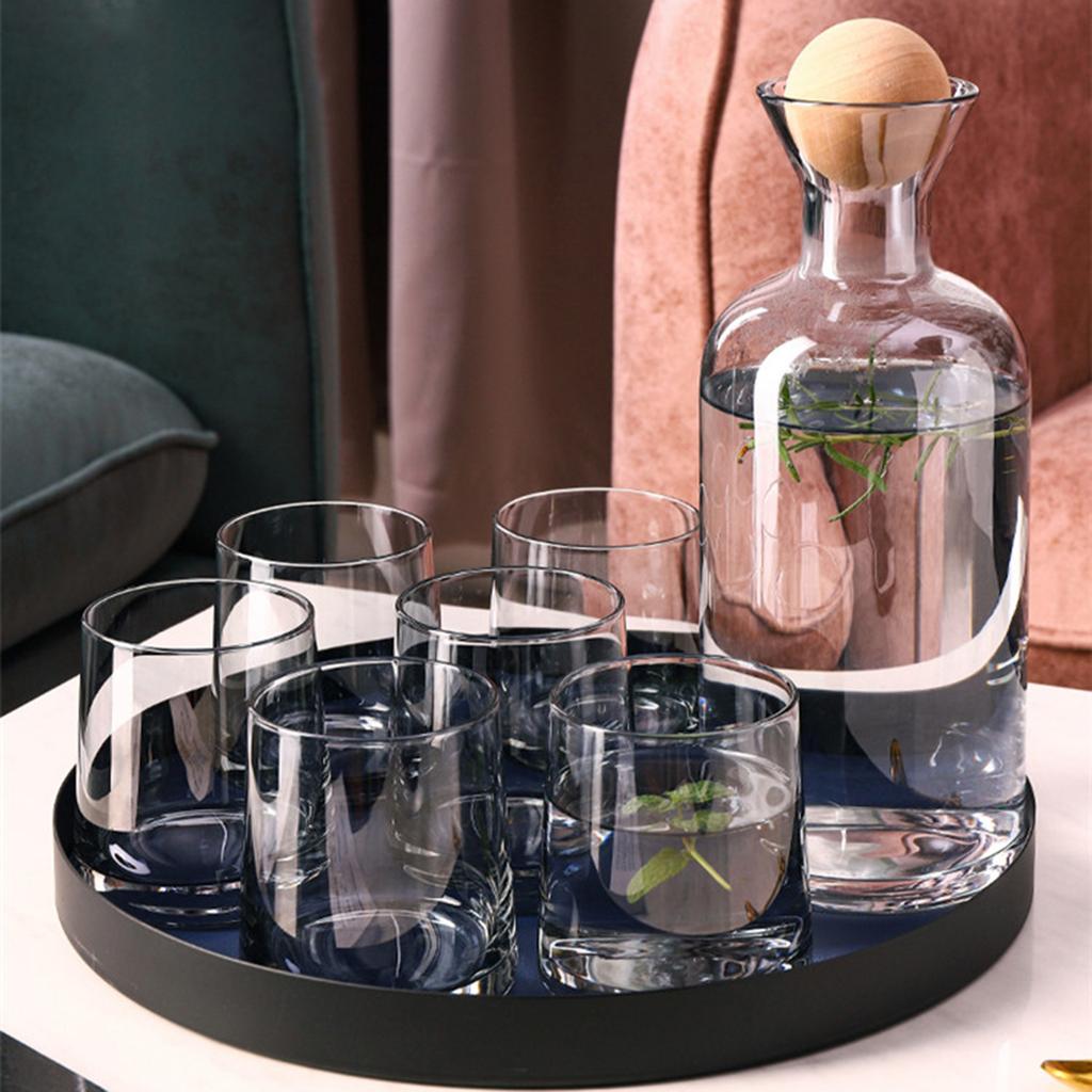 Bedside Glass Pitcher Set 4 Cups Lid 1200ml Capacity Drinking Glasses for Nightstand Colorful