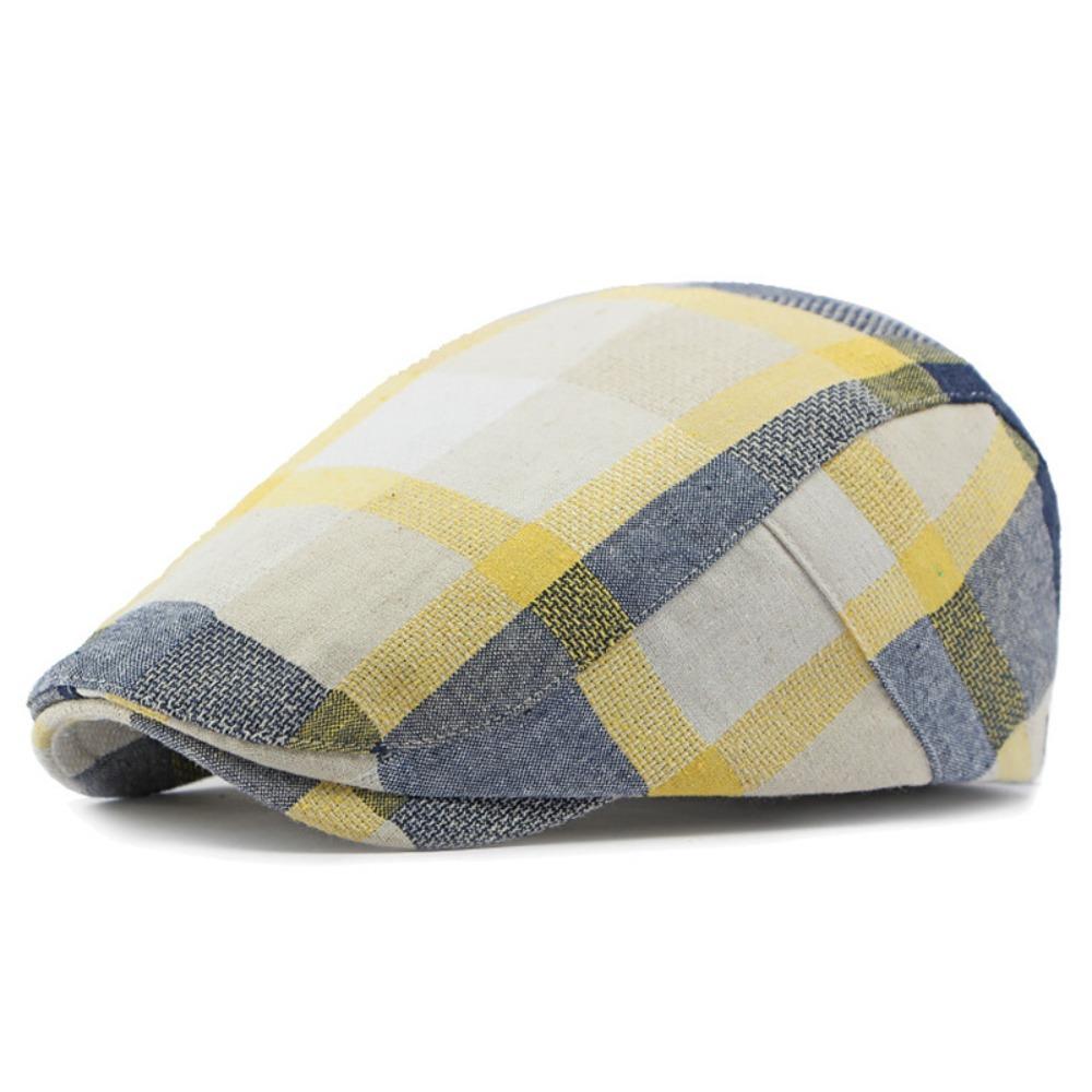 Colorful Plaid Berets Button Adjustable Painter Caps Unisex Summer Visor Hat  for Men Women