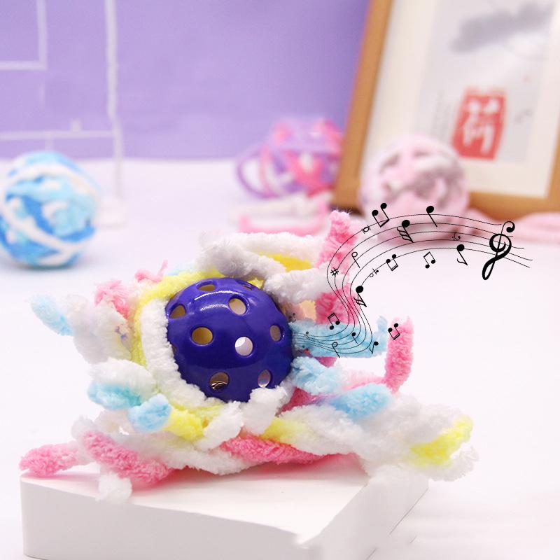 Interactive Sphynx Cat Bell Wool Ball Toy Multicolored Pet Toys for Cats Chinchilla Ragdoll Kitten Garfield mascotas Accessories