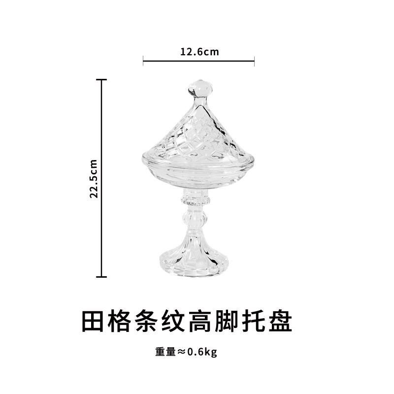 Transparent Glass Dessert Plate with Cover Tasting Plate High Footed Cake Plates Display Tray Cake Glass Cover Dim Sum Dish Bowl