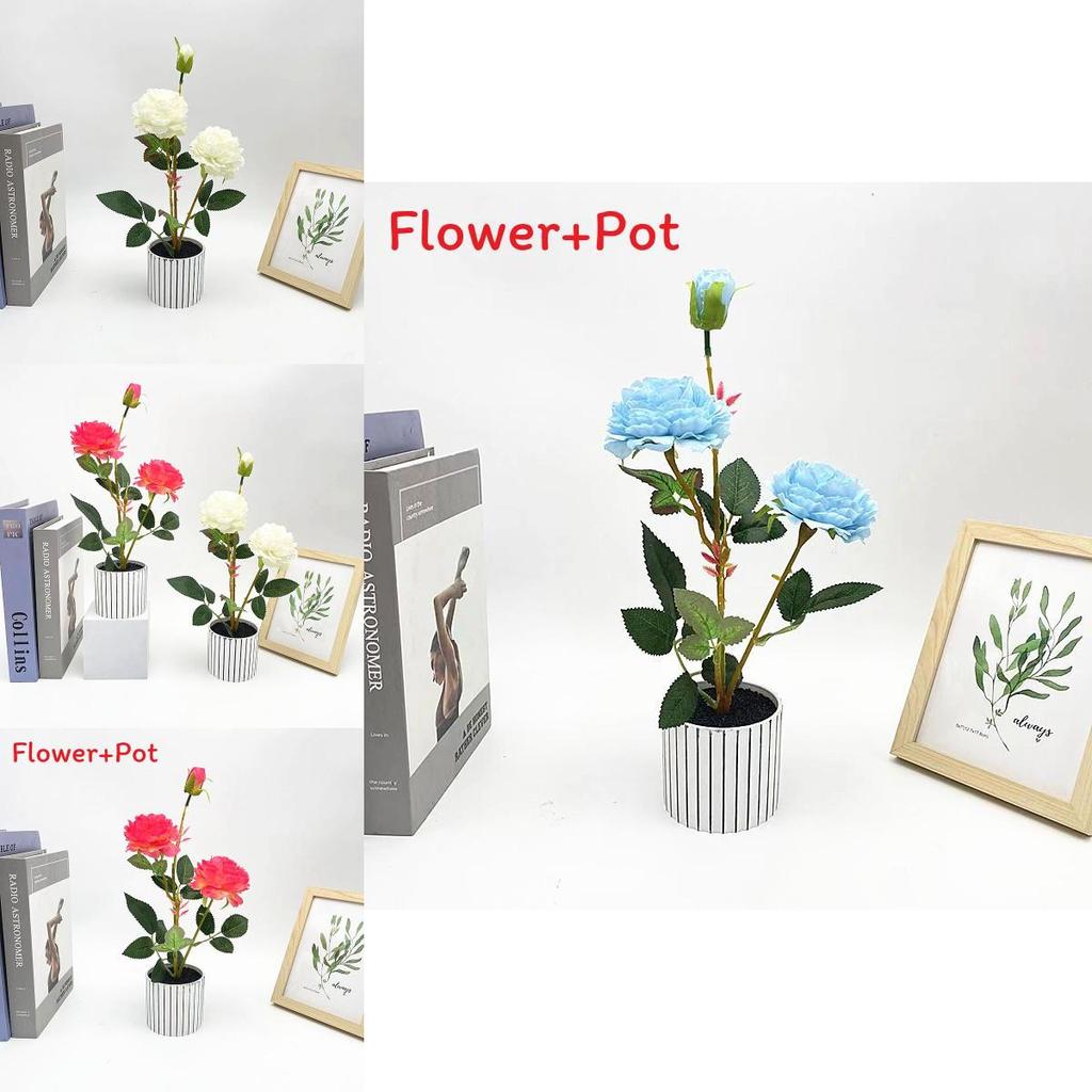 Peony Artificial Flower Pot With Blooming Buds For Home Decor And Gift