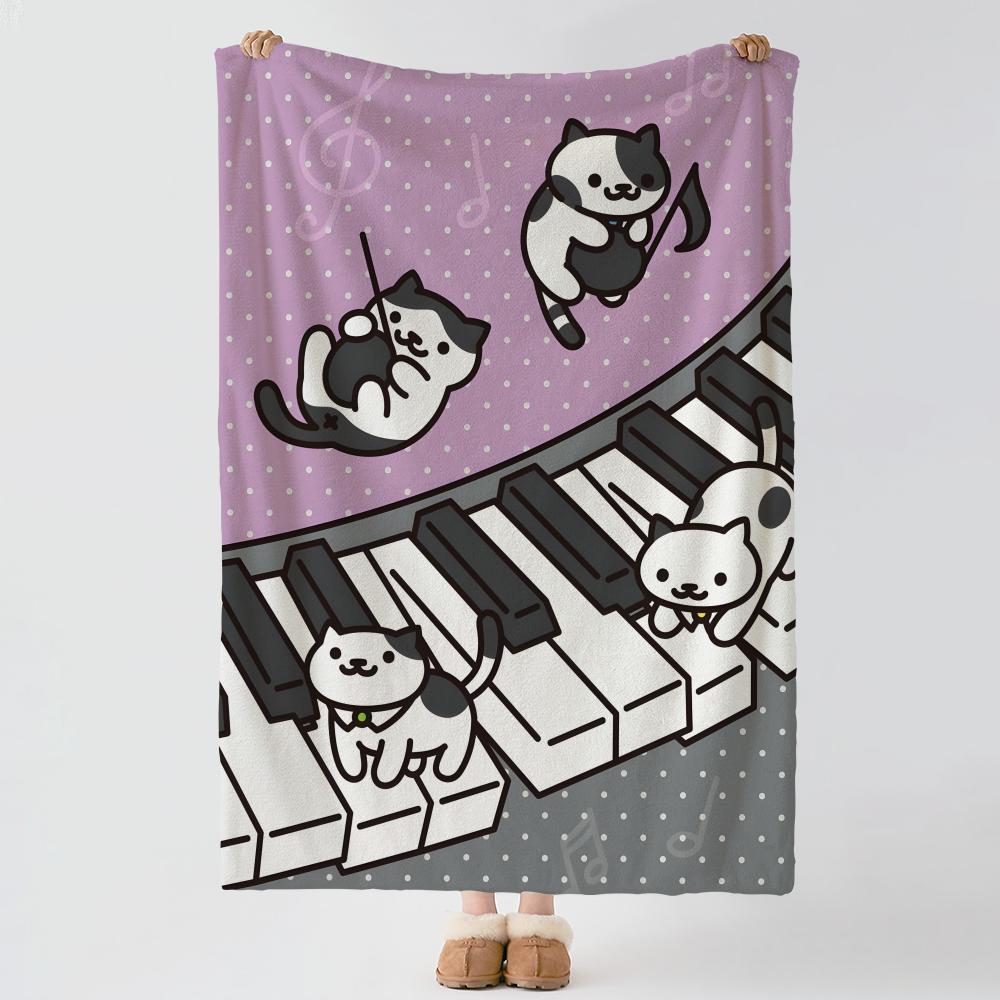 Game N-Neko Atsume-e Throw Thick Comfort Flannel Quilt, Multi-scene Use Indoor Outdoor Daily Nap