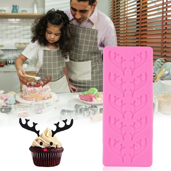 Forma Silikonowa na Masa Cukrową Róg Renifera Silikon Spożywczy Narzędzie do Dekoracji Czekolady Świąteczna Forma do Pieczenia na Dekorację Tortu i Deseru
