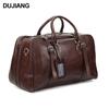 Large Capacity Vegetable Tanned Leather Travel Bag - High-End Vintage Gym Bag for Business Trips