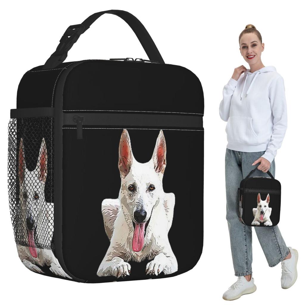 White Swiss Shepherd White German Shepherd Insulated Lunch Bag for Kids School Cooler Thermal Food Box Tote Lunch Boxes