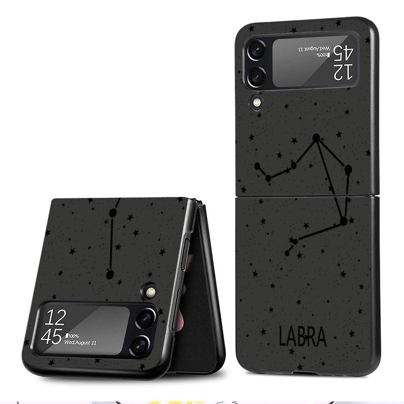 Twelve Constellations Case For Samsung Galaxy Z Flip 3 4 5G Black Hard PC Phone Housing Z Flip4 Luxury Coque Shell