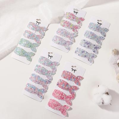 Bunte glänzende Glitzer Fischschwanz BB Clips Süße Prinzessin Geburtstagsparty Haarschmuck Pony Haarspange Mode Kopfbedeckung Geschenke