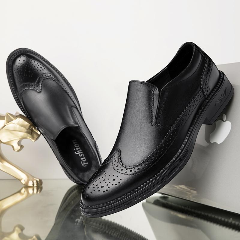 Luxury Brand Man Oxford Shoes Genuine Leather Men Casual Shoes Slip On Loafers British Style Formal Dress Footwear Brogue Shoes