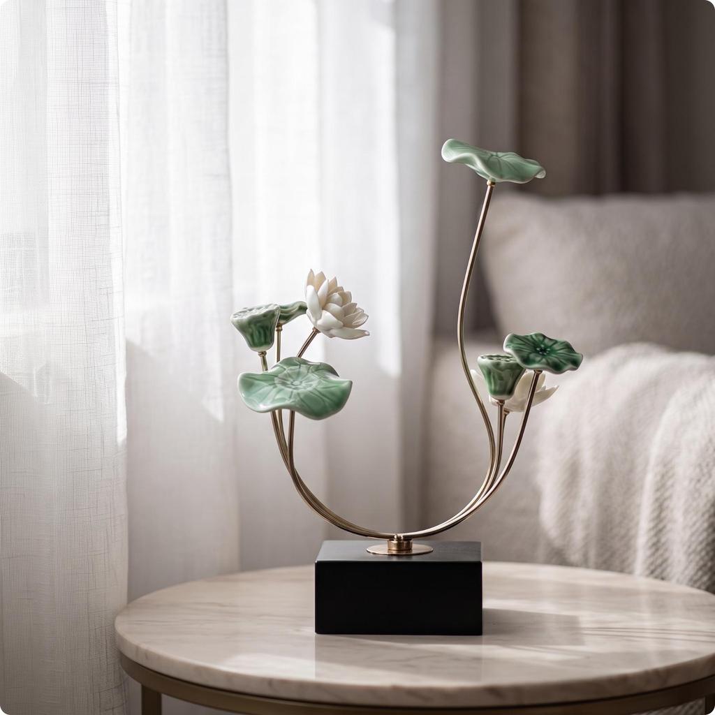 Metal Floral Sculpture Elegant Botanical Ornament for Living Room