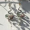 Gothic Punk Silver Color Stainless Steel Sun Hollowed-out Cobra Snake Crystal Pendant Dangle Earrings for Women Jewelry Gifts