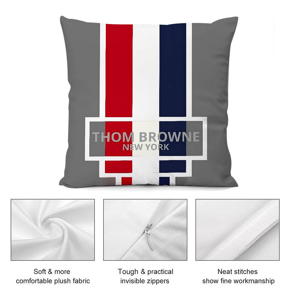Luxury T_Thom B-Browne Pillow Case Plush Fabric Soft Double Sided Print Sofa Cushion Cover Throw Pillow Covers