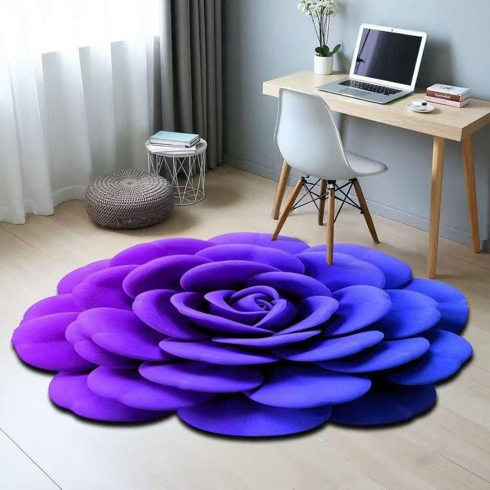 Non-slip Peony Floor Mat Special-shaped Bathroom Floor Mat  for Living Room Tea Table Bedside