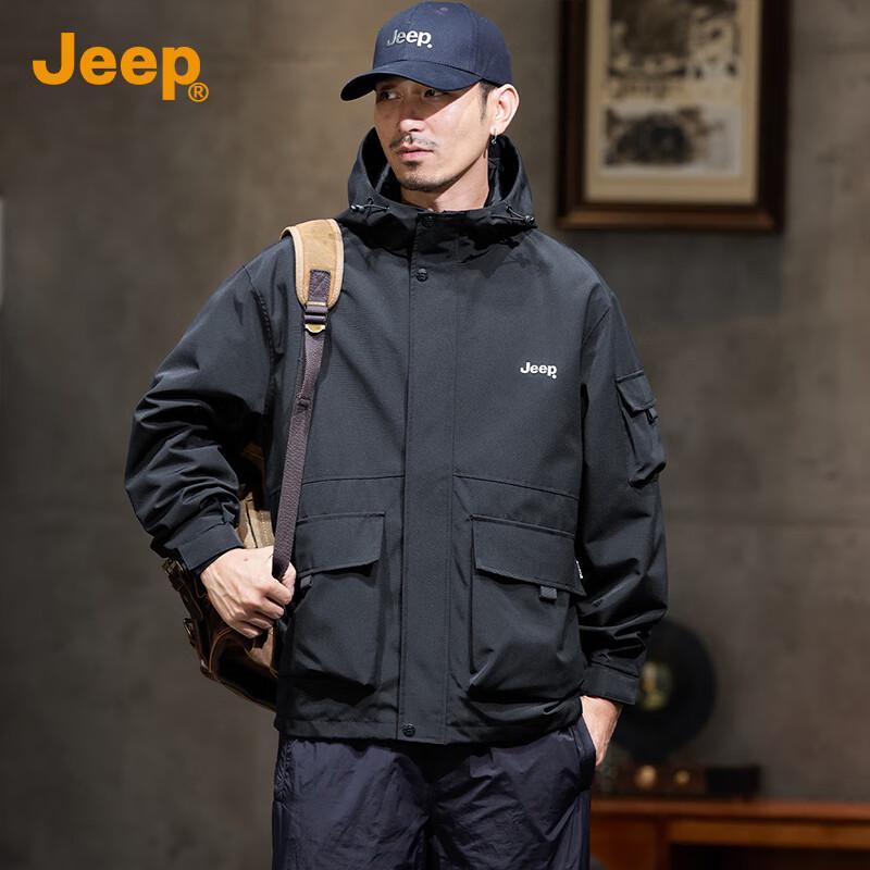 Jeep Men's Casual Hooded Windbreaker Jacket