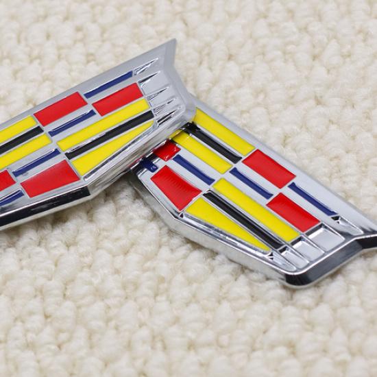 2x For Escalade CTS STS DTS SRX Emblem Badges 3.45''Fender Stickers Chrome Color