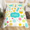 Watercolor Easter Eggs King Queen Bedding Set Happy Easter Themed Duvet Cover Toddlers Rainbow Easter Egg Polyester Quilt Cover