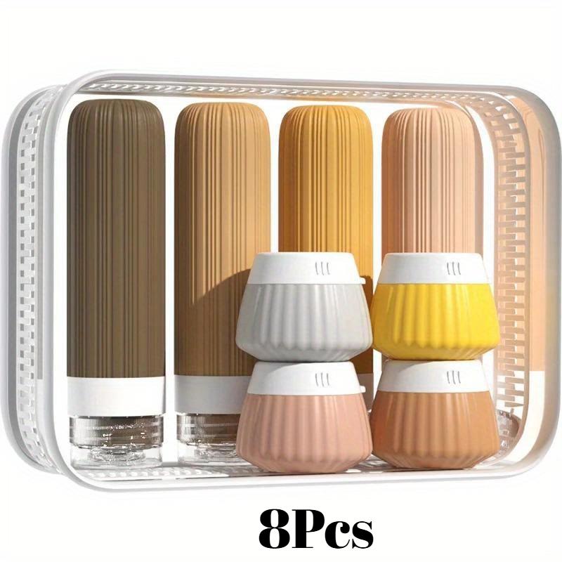 8pcs Toiletry Travel Bottle Set Portable Silicone Toiletries Containers Leak-Proof Squeeze Bottles Face Cream Makeup Storage Jar