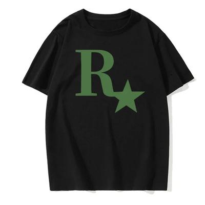 R Star Original Printed Pure Cotton T-shirt for Men and Women Same Style Couple Short Sleeved Clothes Pure Cotton Short Sleeved