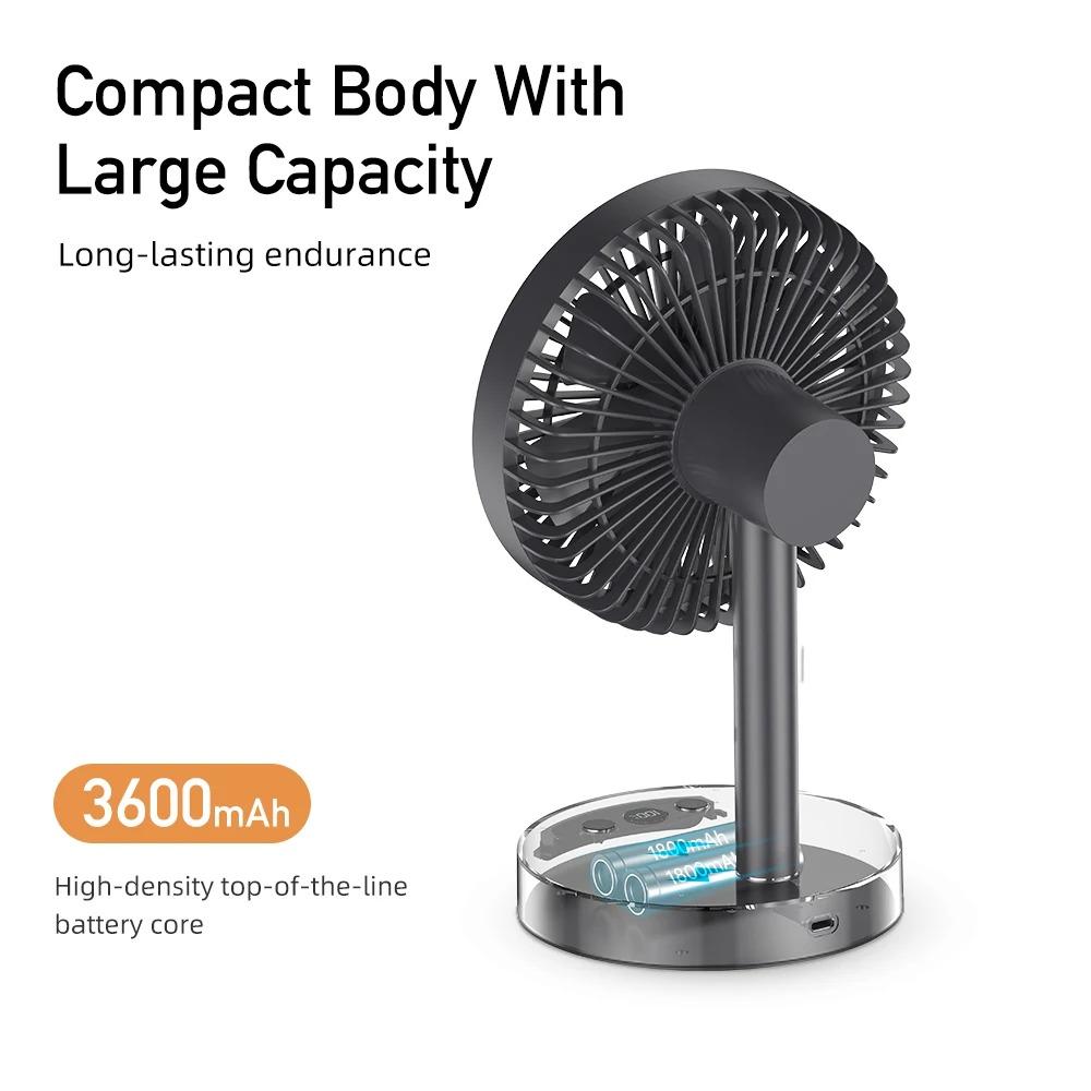 

New Portable Folding Fan for Home Atmosphere Light Desktop Fan USB Large Capacity Storage Desktop Fan Electric fan Hand fan чёрный