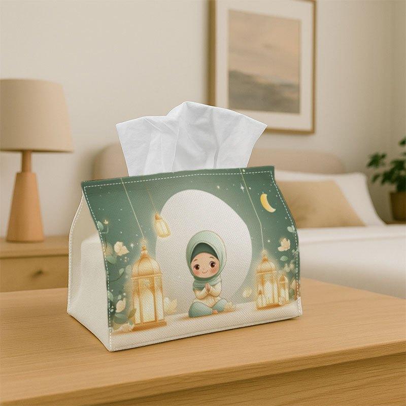 1pc Islamic Art Tissue Box Lantern Featuring a Design, Made from Durable Fabric. This Decorative Storage Solution Is Perfect for The Kitchen, Living R